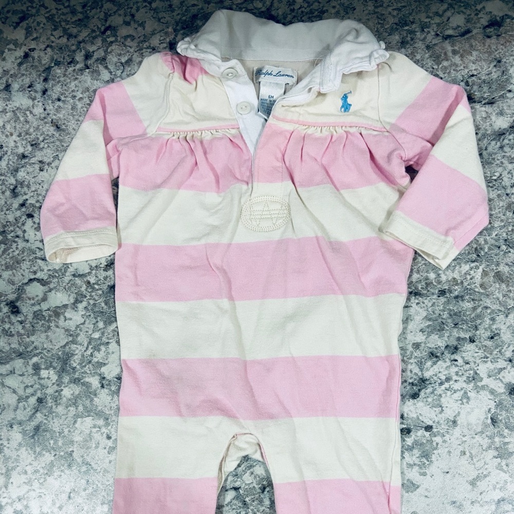 Ralph Lauren preppy collared long sleeve onesie